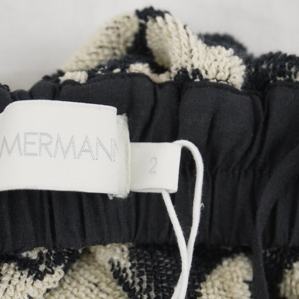 Zimmermann Rhiannon Cotton Terry Mini Dress in Black/Cream Size US 8 (NWT) - Picture 8 of 12